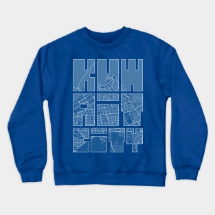 Kuwait City Map Typography - Blueprint Crewneck Sweatshirt